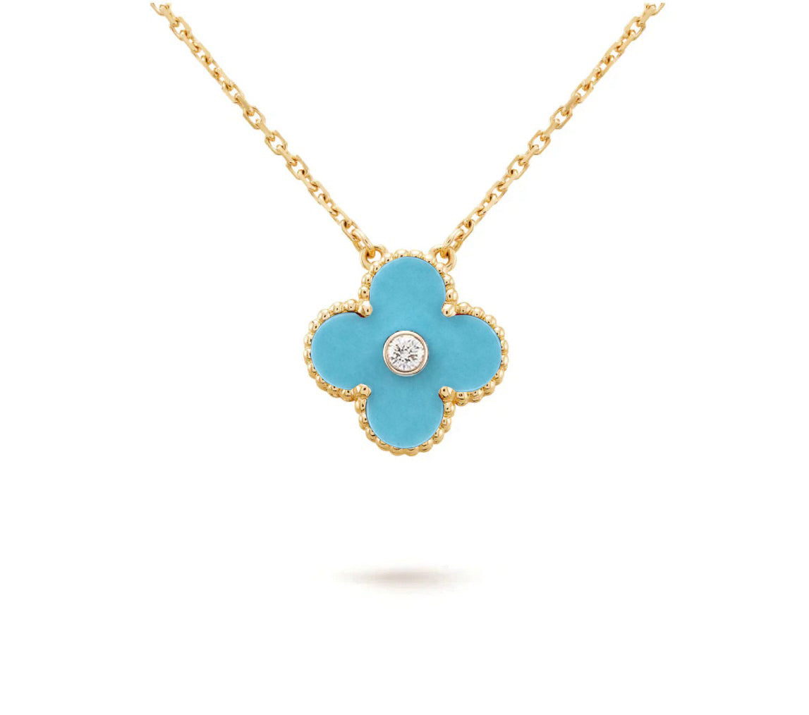 [Rosla]CLOVER 15MM DIAMOND SINGLE FLOWER NECKLACE COLLECTION