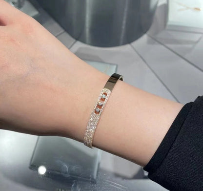 [Rosla]Move Noa Rose Gold Pavé Diamond Bangle Bracelet