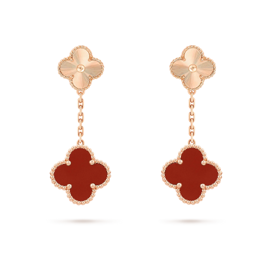 [Rosla]CLOVER 2 MOTIF  LASER CARNELIAN EARRINGS
