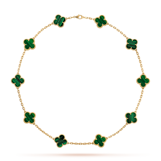 [Rosla]CLOVER 10 MOTIFS MALACHITE NECKLACE
