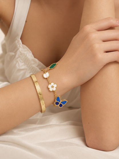 [Rosla] Lucky Spring Butterfly 5-Motif & LOVE Unlimited Bracelet Stack Set