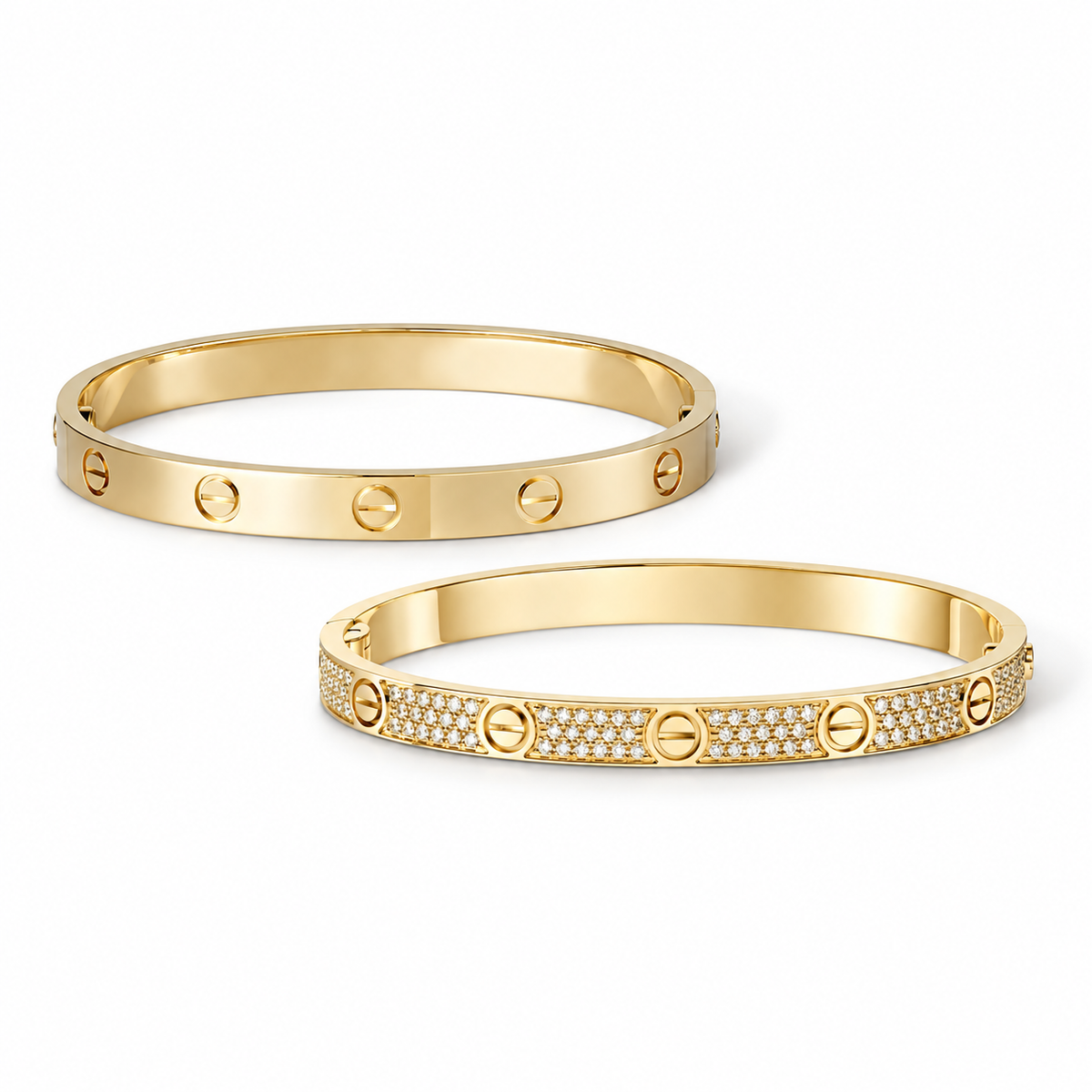 [Rosla] LOVE  Classic & Diamond-Paved Bracelet Stack Set