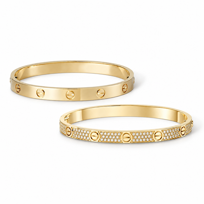 [Rosla] LOVE  Classic & Diamond-Paved Bracelet Stack Set