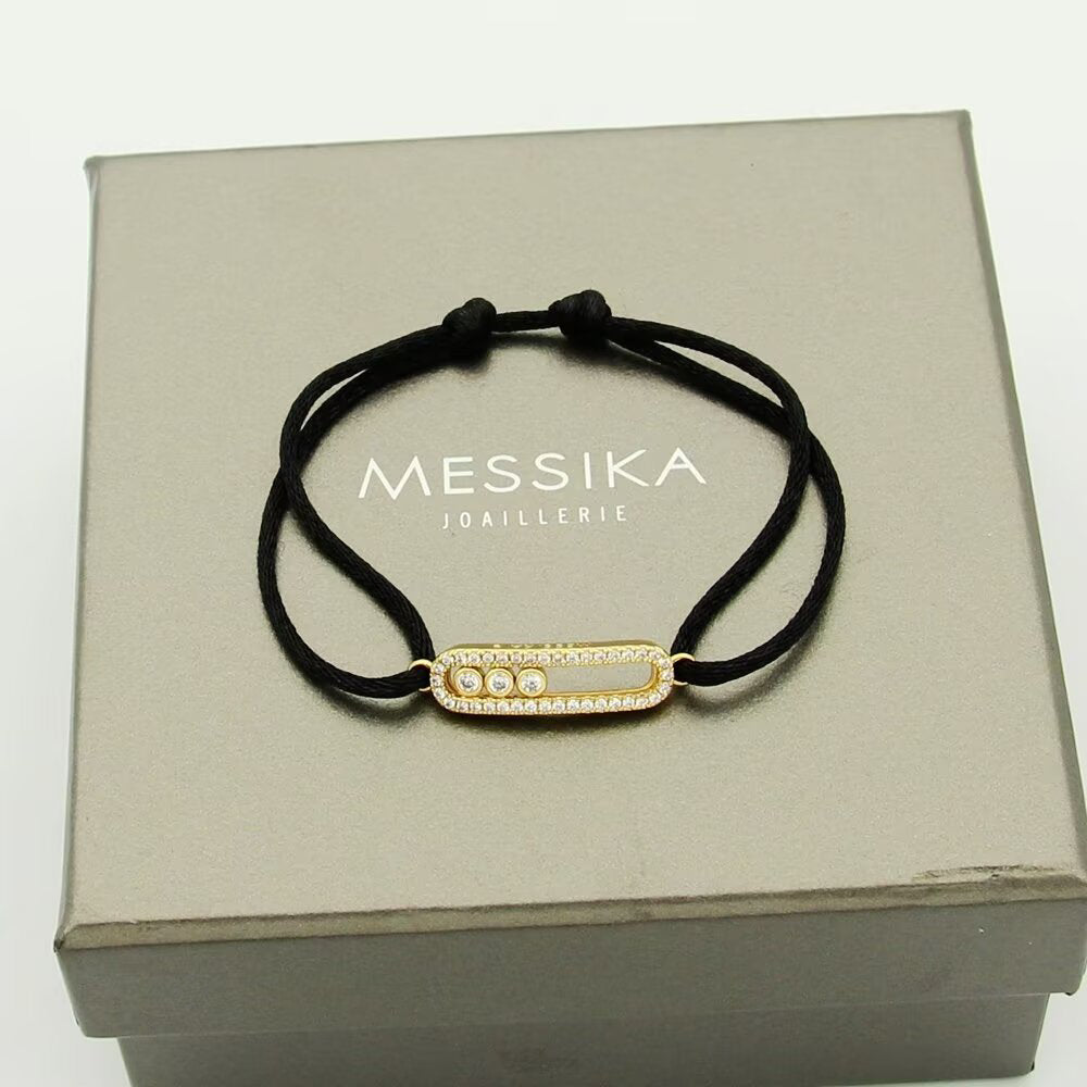 [Rosla]Messika Care(s) pink cord pavé bracelet