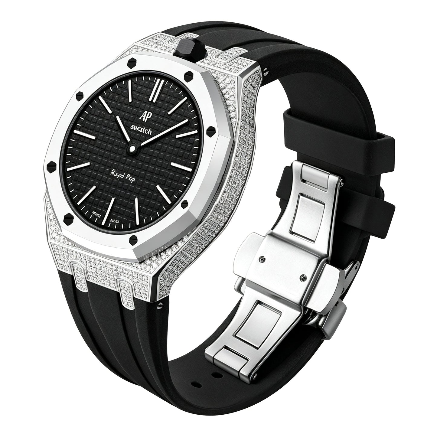 [Rosla]Royal Oak Pop Exclusive Steel Case With Diamond(Moissanite) & Silicone Strap