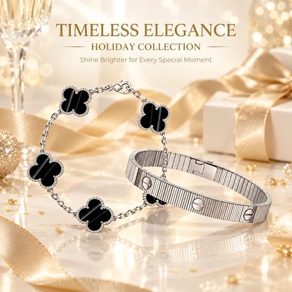 [Rosla] Clover 5-Motif & LOVE Unlimited Bracelet Set