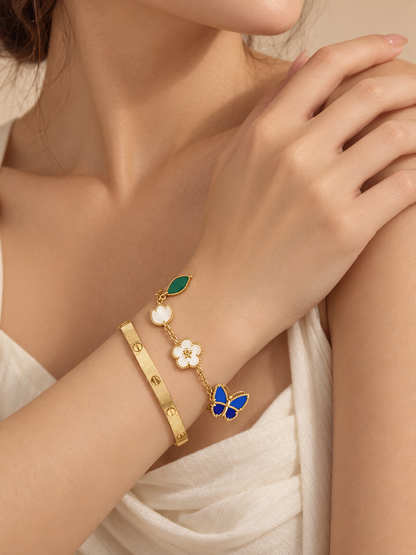 [Rosla] Lucky Spring Butterfly 5-Motif & LOVE Unlimited Bracelet Stack Set