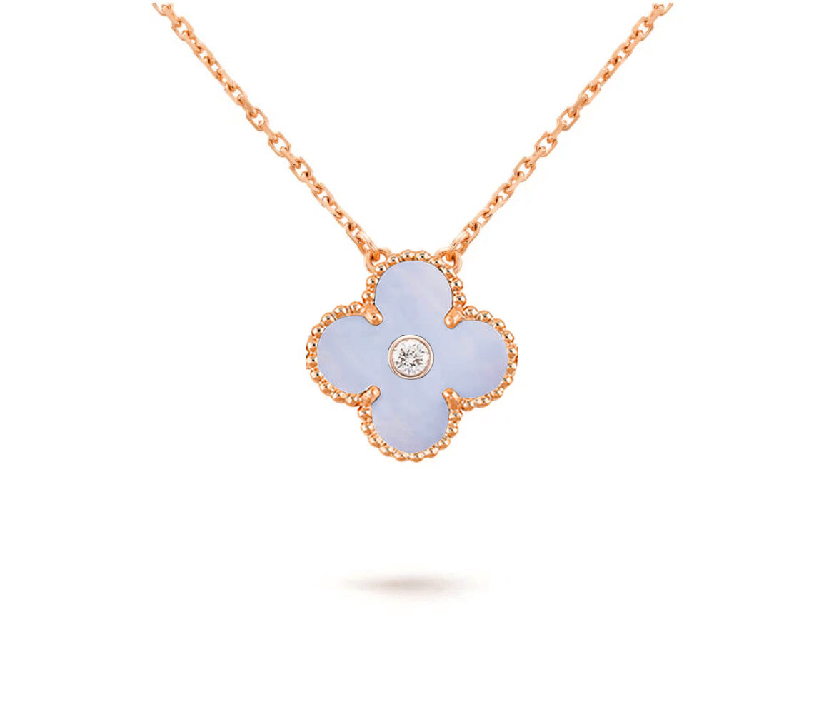 [Rosla]CLOVER 15MM DIAMOND SINGLE FLOWER NECKLACE COLLECTION