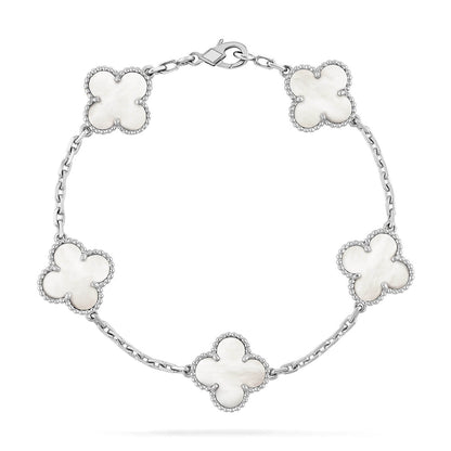 [Rosla]CLOVER WHITE PEARL MOP 5 MOTIF BRACELET COLLECTION