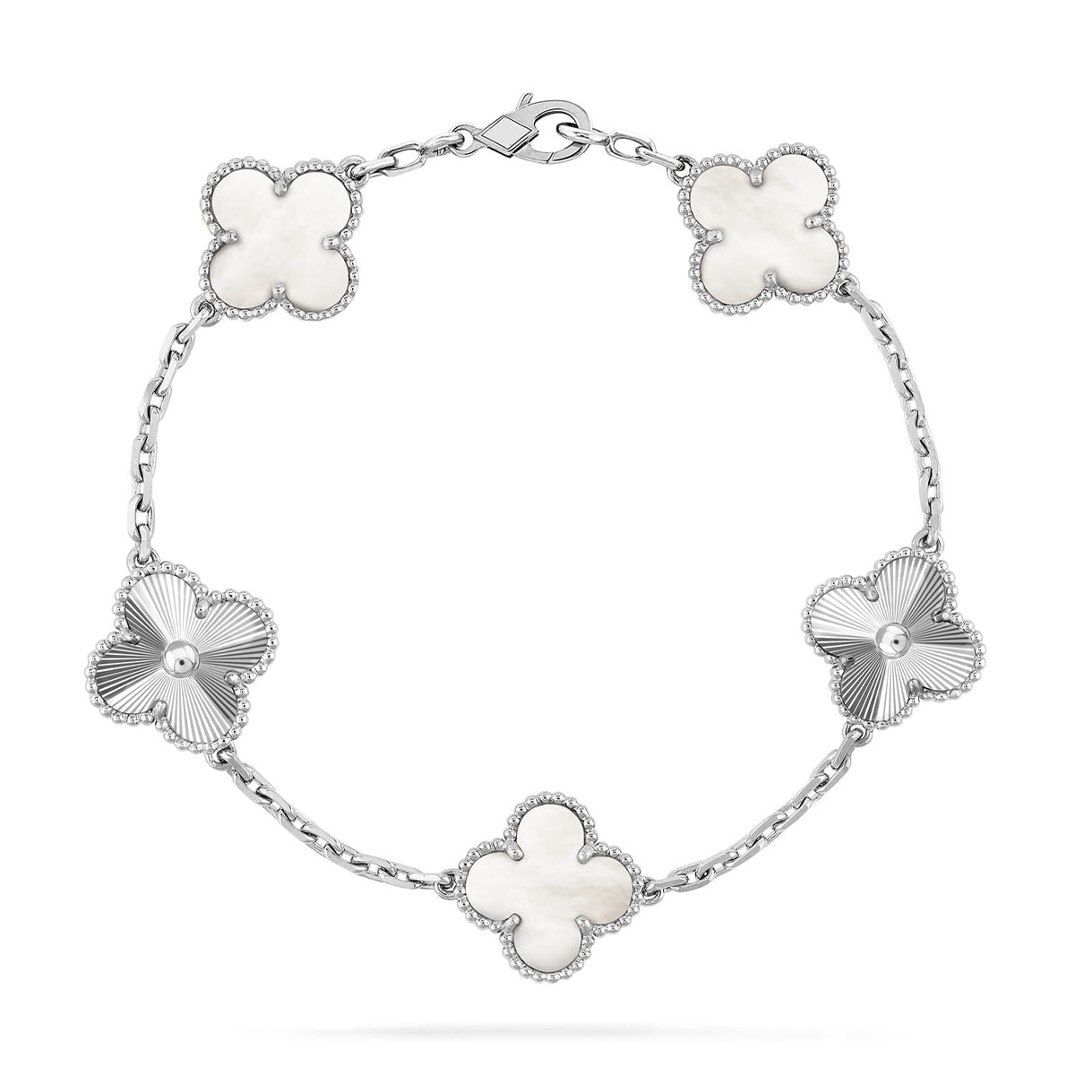 [Rosla]CLOVER WHITE PEARL MOP 5 MOTIF BRACELET COLLECTION