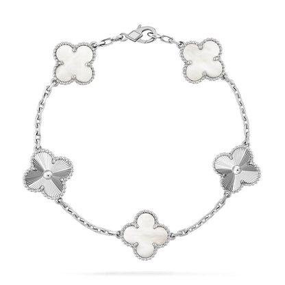 [Rosla]CLOVER WHITE PEARL MOP 5 MOTIF BRACELET COLLECTION