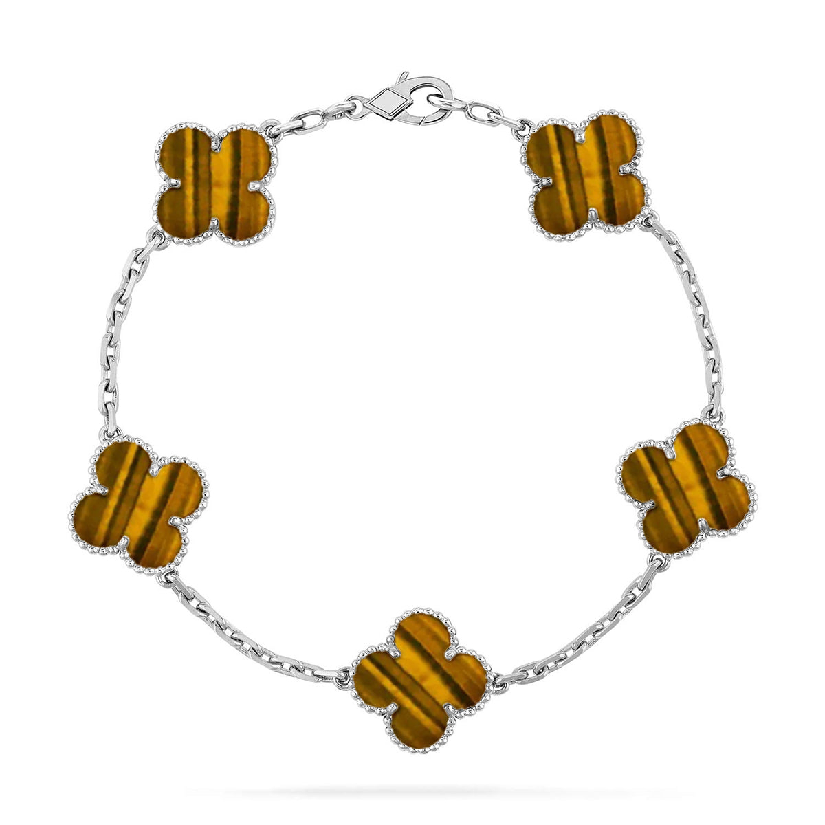 [Rosla] CLOVER 5 MOTIFS TIGER EYE BRACELET COLLECTION