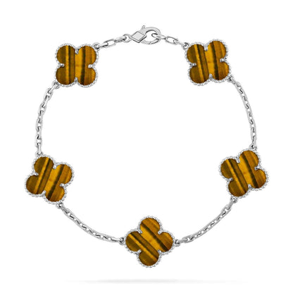 [Rosla] CLOVER 5 MOTIFS TIGER EYE BRACELET COLLECTION