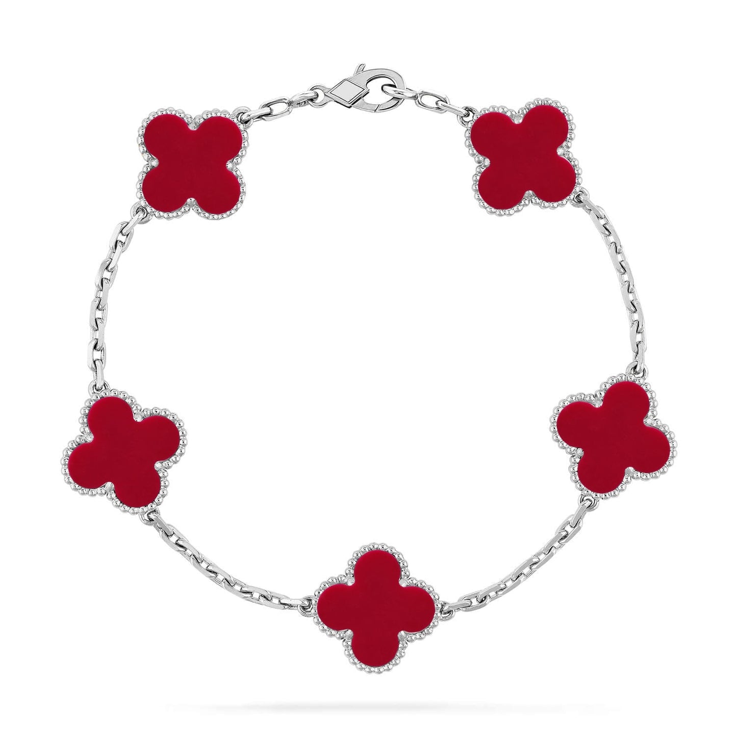 [Rosla] CLOVER 5 MOTIF RED CORNELIAN BRACELET COLLECTION