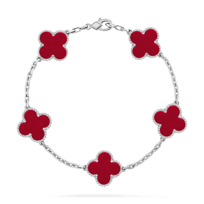 [Rosla] CLOVER 5 MOTIF RED CORNELIAN BRACELET COLLECTION