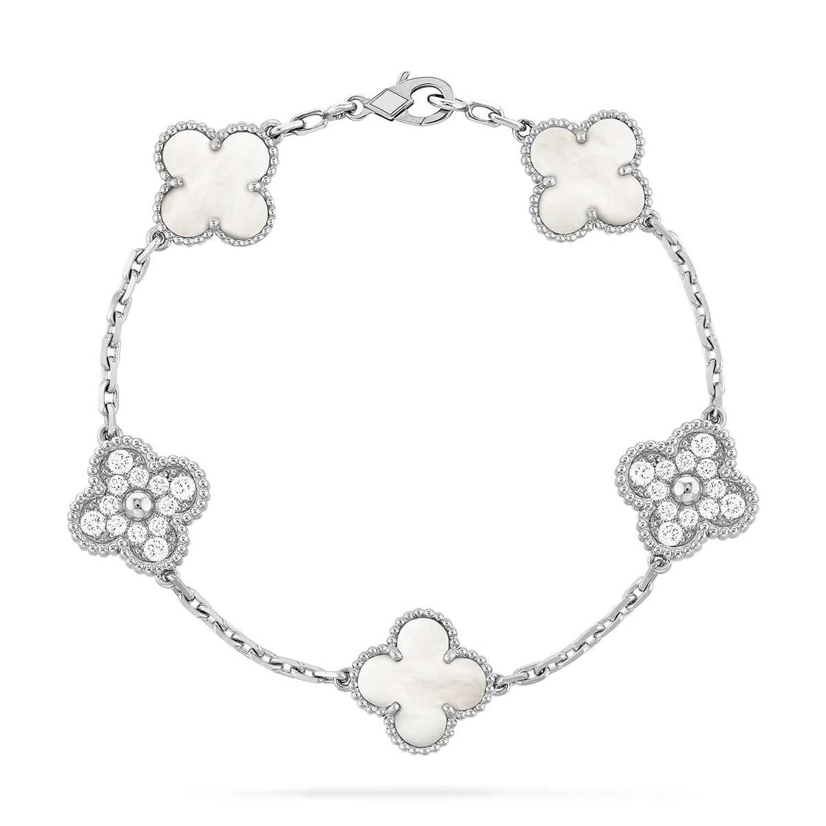 [Rosla]CLOVER WHITE PEARL MOP 5 MOTIF BRACELET COLLECTION