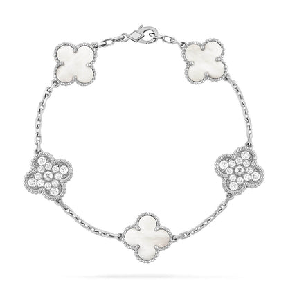 [Rosla]CLOVER WHITE PEARL MOP 5 MOTIF BRACELET COLLECTION