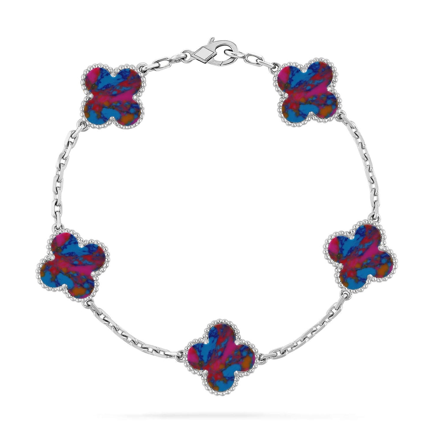 [Rosla]CLOVER 5 MOTIF COLOR GEMSTONES BRACELET COLLECTION