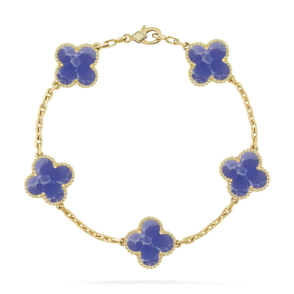 [Rosla] LOVE & JUSTE & Blue Veins Clover 5-Motif Diamond Bracelet Stack Set