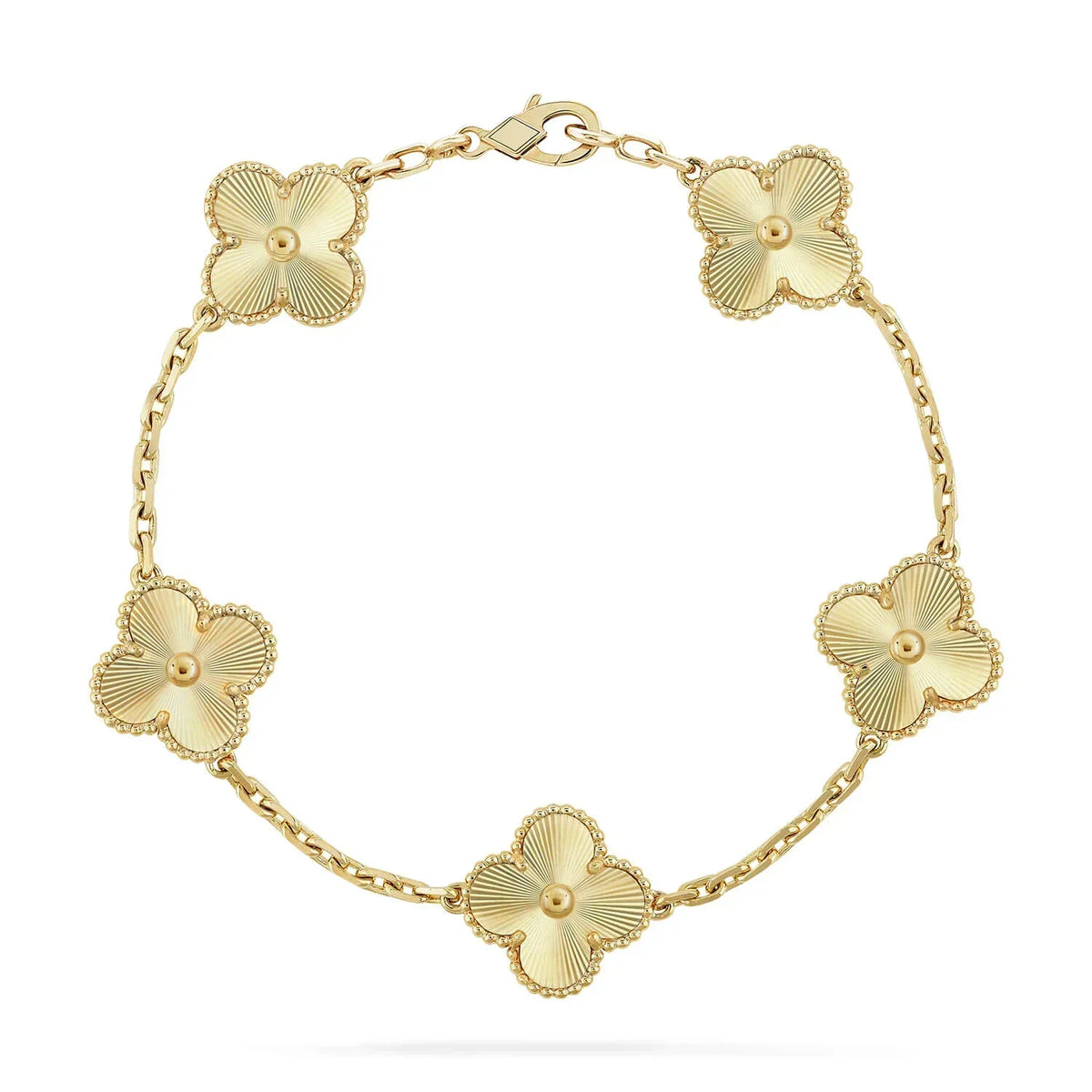 [Rosla]Clover Laser  Pulsar Stone 5-Motif & LOVE Diamond-Paved Bracelet Stack Set