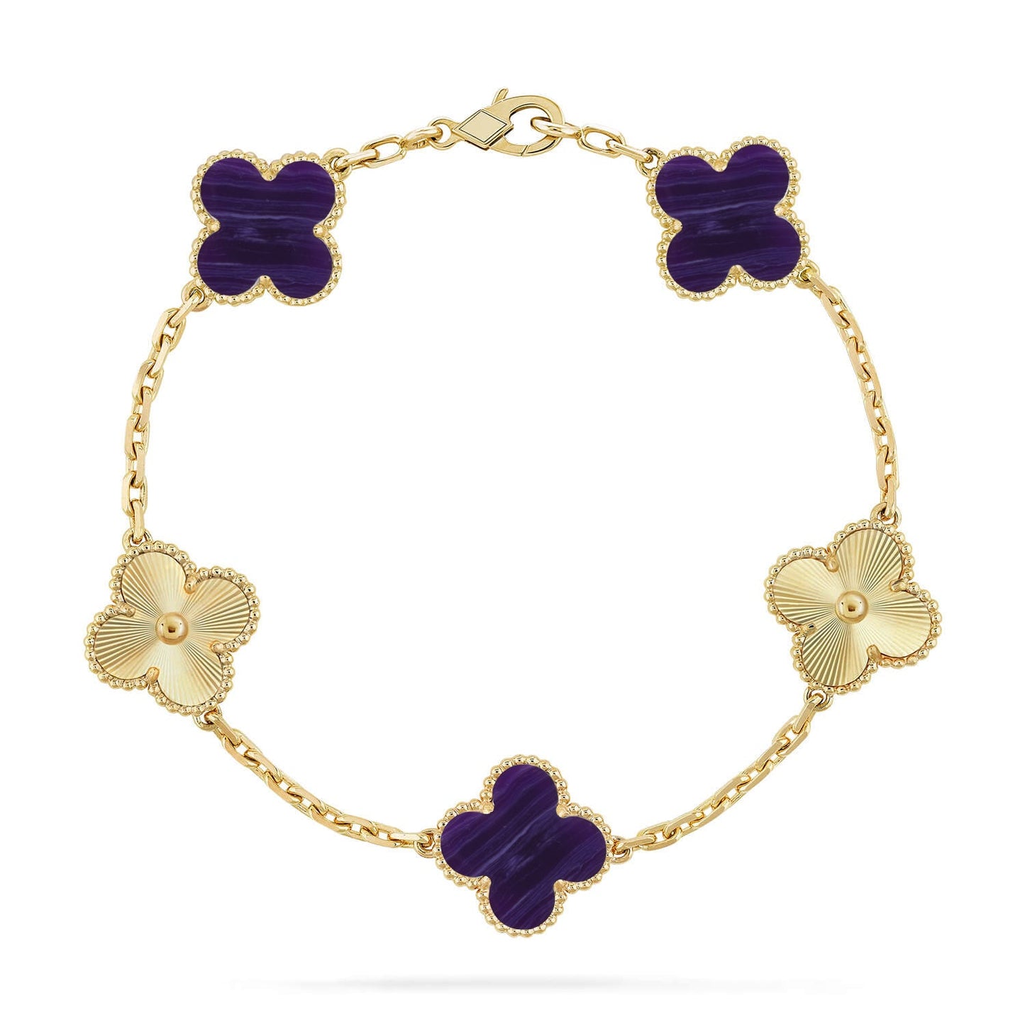 [Rosla]CLOVER 5 MOTIF PURPLE STRIPES BRACELET COLLECTION