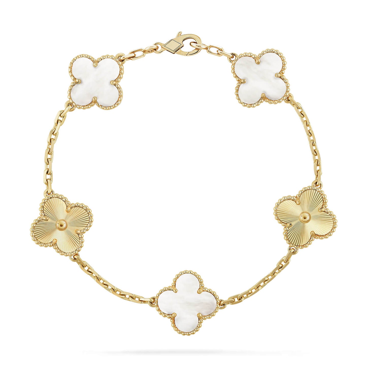 [Rosla]CLOVER WHITE PEARL MOP 5 MOTIF BRACELET COLLECTION