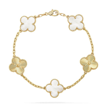 [Rosla]CLOVER WHITE PEARL MOP 5 MOTIF BRACELET COLLECTION