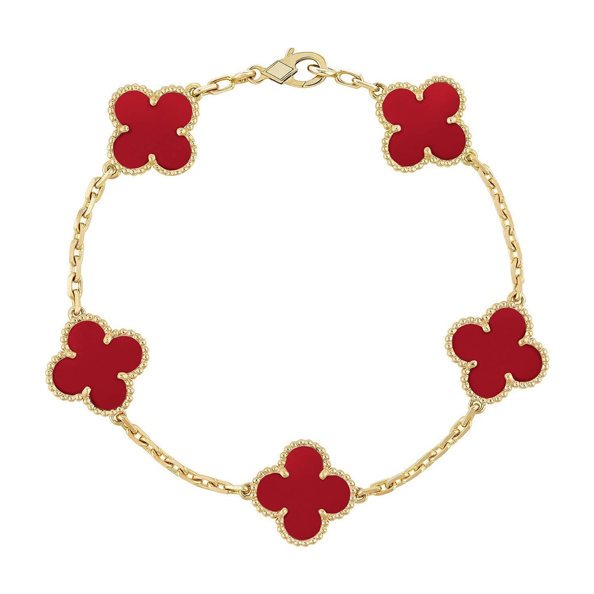 [Rosla] CLOVER 5 MOTIF RED CORNELIAN BRACELET COLLECTION