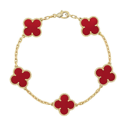 [Rosla] CLOVER 5 MOTIF RED CORNELIAN BRACELET COLLECTION