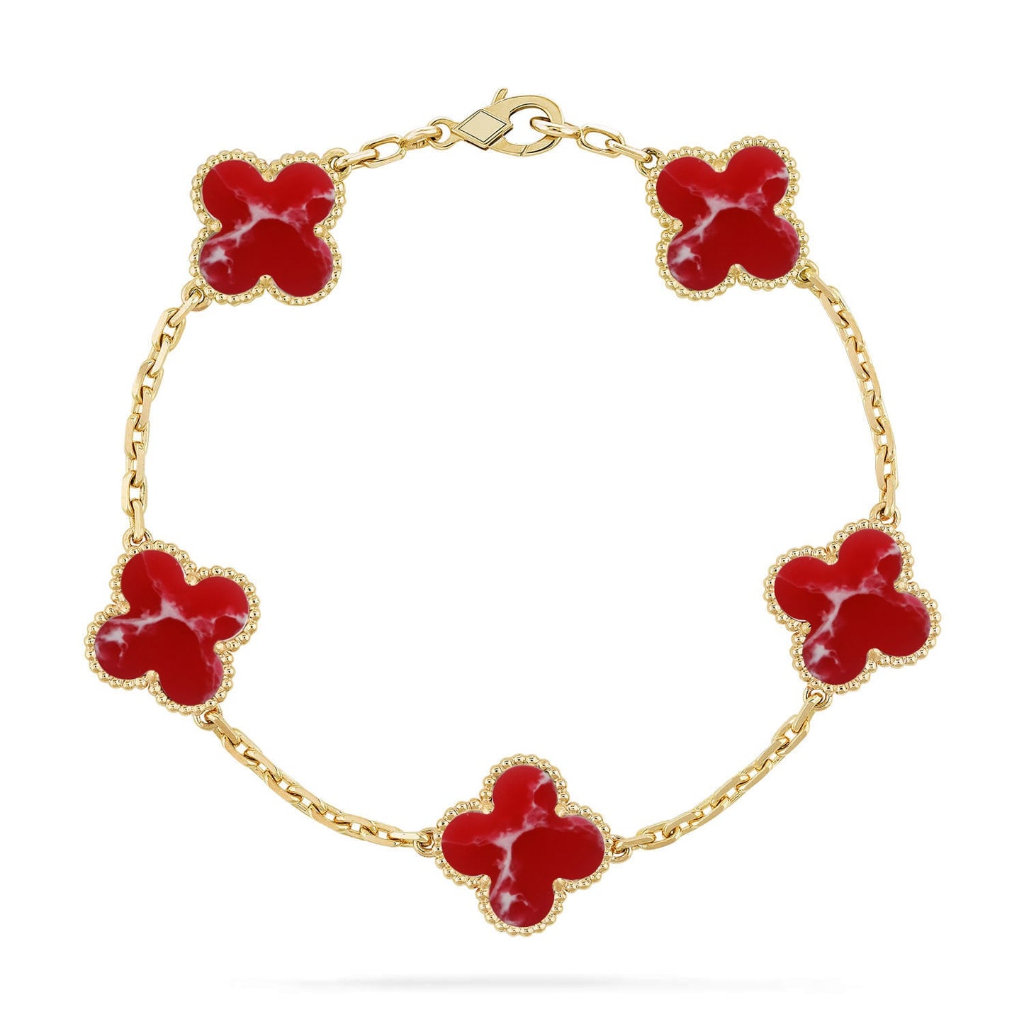 [Rosla]CLOVER 5 MOTIF RED PATTERN BRACELET COLLECTION