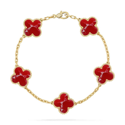 [Rosla]CLOVER 5 MOTIF RED PATTERN BRACELET COLLECTION