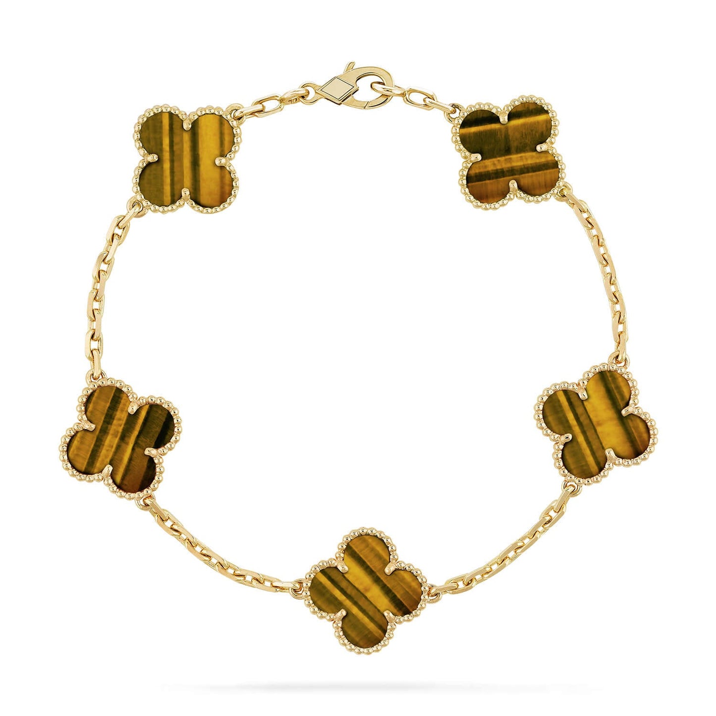 [Rosla] CLOVER 5 MOTIFS TIGER EYE BRACELET COLLECTION