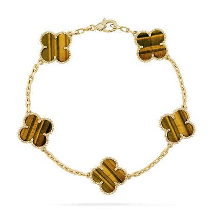 [Rosla] CLOVER 5 MOTIFS TIGER EYE BRACELET COLLECTION