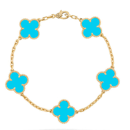 [Rosla] CLOVER 5 MOTIF TURQUOISE BRACELET COLLECTION
