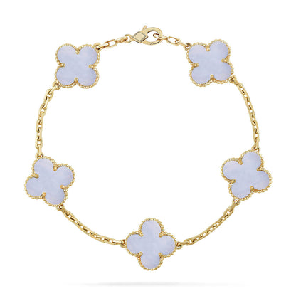 [Rosla] CLOVER 5 MOTIF PURPLE CHALCEDONY BRACELET COLLECTION