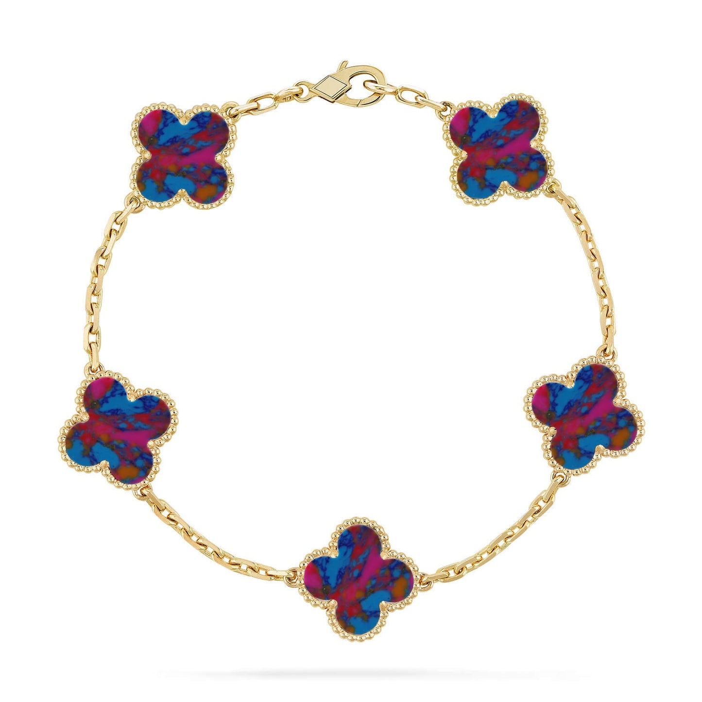 [Rosla]CLOVER 5 MOTIF COLOR GEMSTONES BRACELET COLLECTION