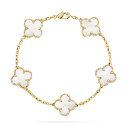 [Rosla]CLOVER WHITE PEARL MOP 5 MOTIF BRACELET COLLECTION
