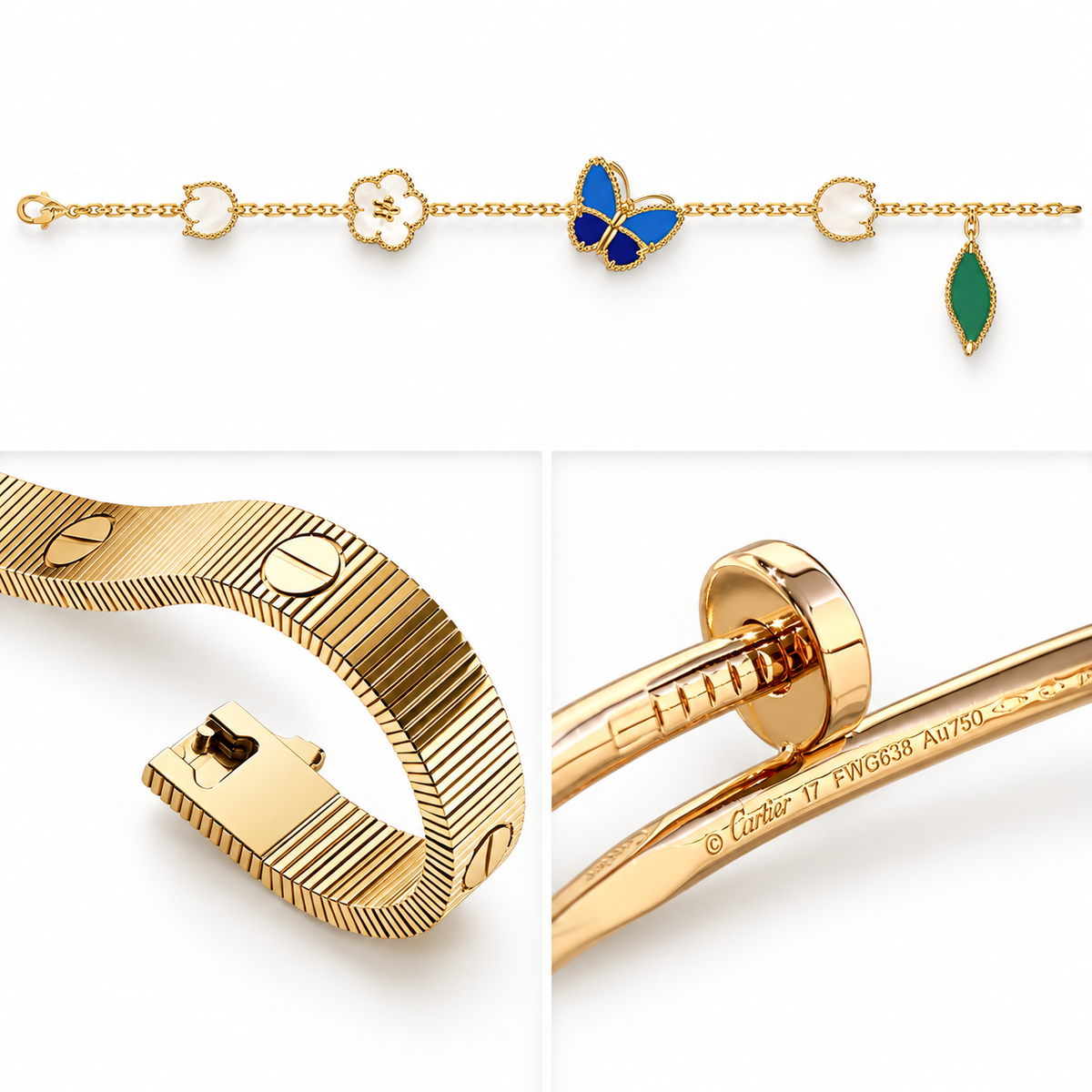 [Rosla]Clover Lucky Spring & Love & Juste Garden 3-Piece  Bracelet Stack Set