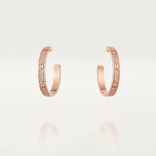 [Rosla]LOVE DIAMOND PINK GOLD HOOP EARRINGS