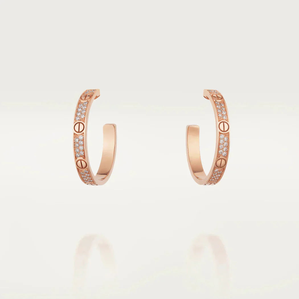 [Rosla]LOVE EARRINGS 3.6MM DIAMOND PAVED