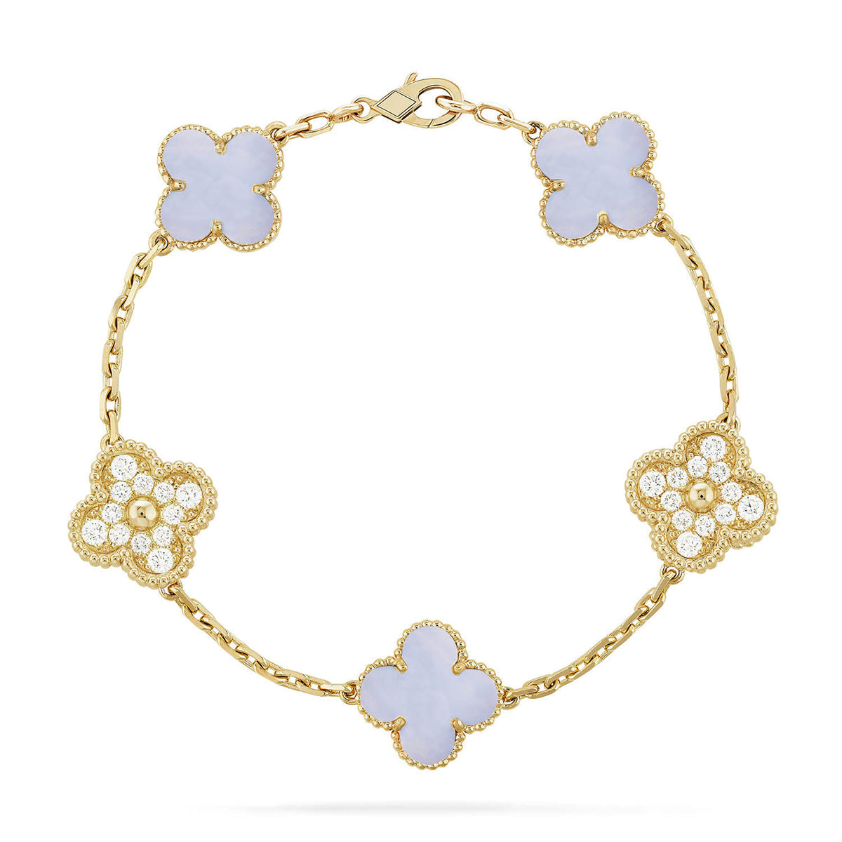 [Rosla] CLOVER 5 MOTIF PURPLE CHALCEDONY BRACELET COLLECTION
