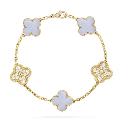 [Rosla] CLOVER 5 MOTIF PURPLE CHALCEDONY BRACELET COLLECTION