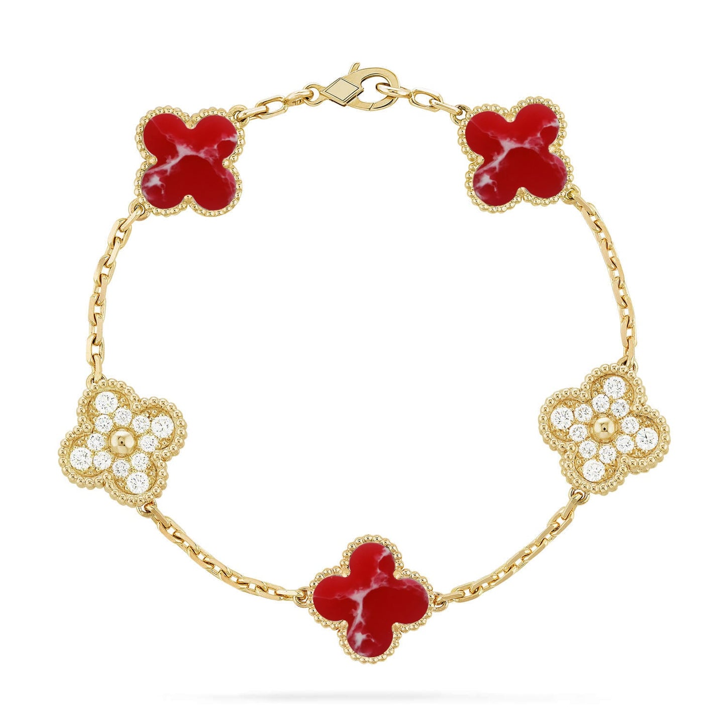 [Rosla]CLOVER 5 MOTIF RED PATTERN BRACELET COLLECTION