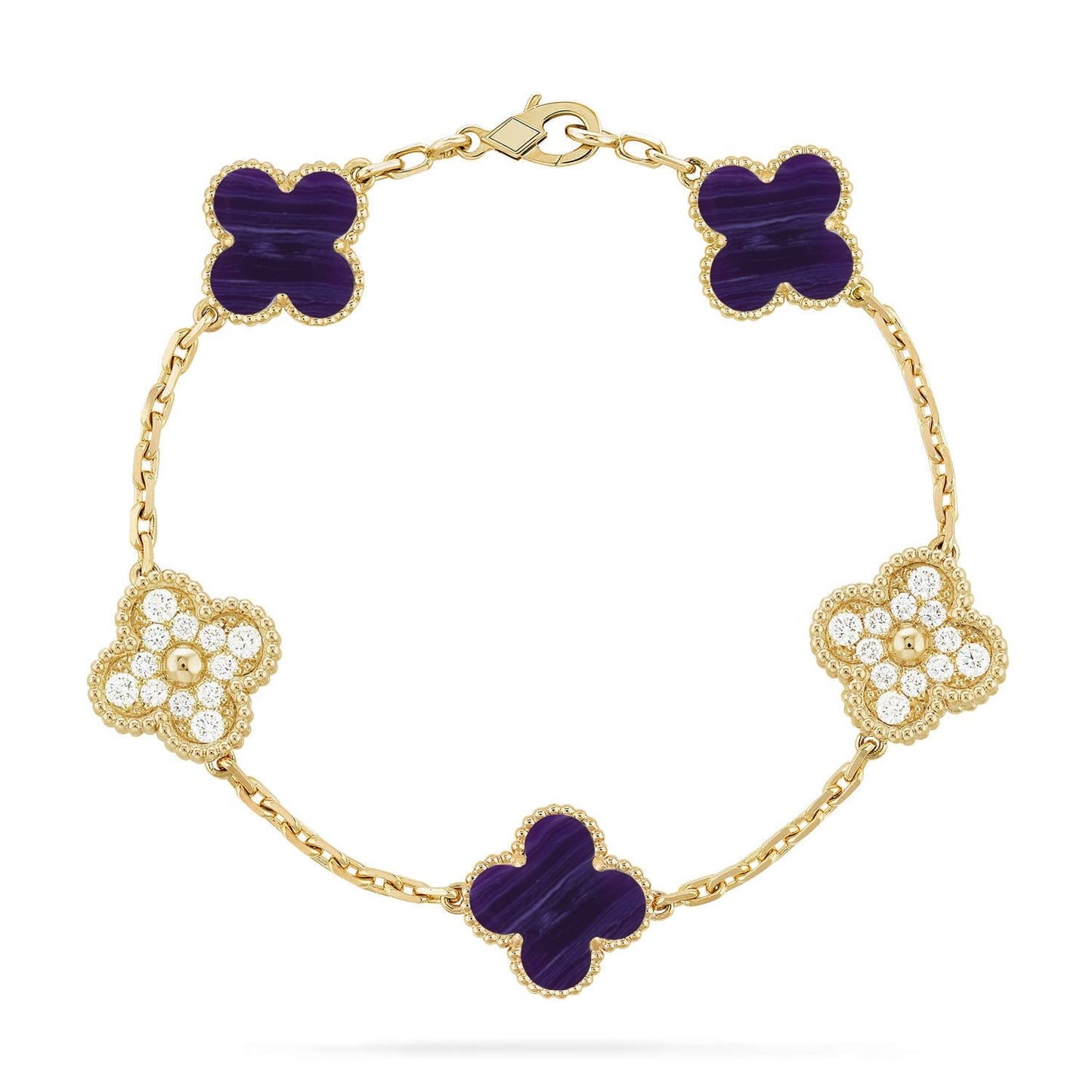 [Rosla]CLOVER 5 MOTIF PURPLE STRIPES BRACELET COLLECTION