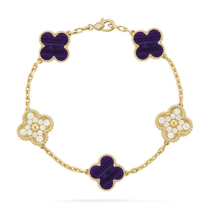 [Rosla]CLOVER 5 MOTIF PURPLE STRIPES BRACELET COLLECTION