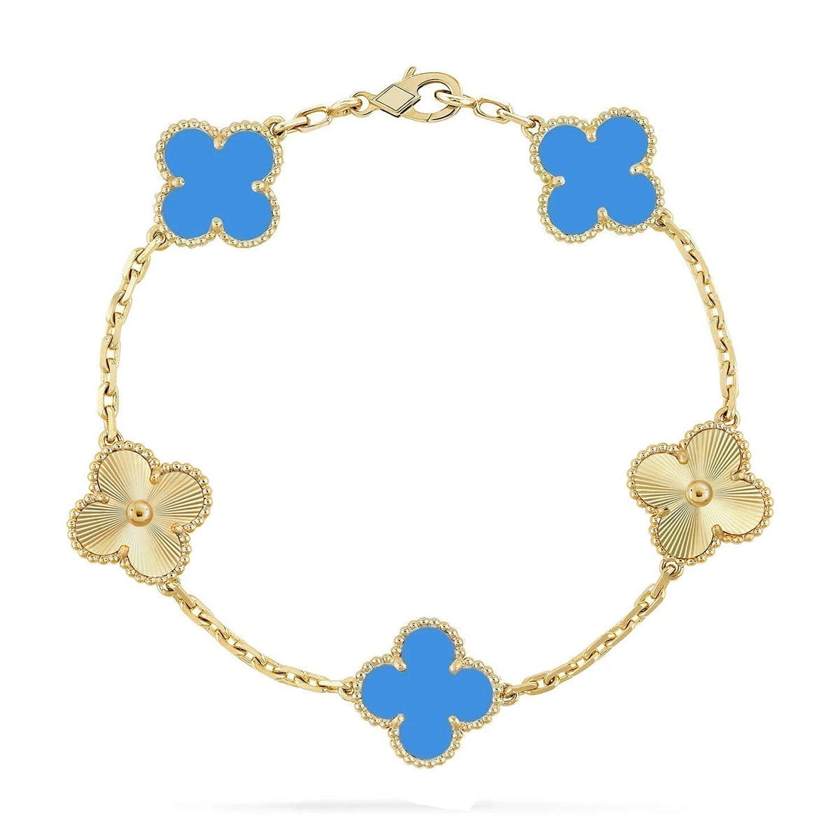 [Rosla] CLOVER 5 MOTIF BLUE AGATE BRACELET COLLECTION