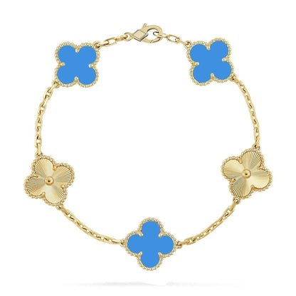 [Rosla] CLOVER 5 MOTIF BLUE AGATE BRACELET COLLECTION