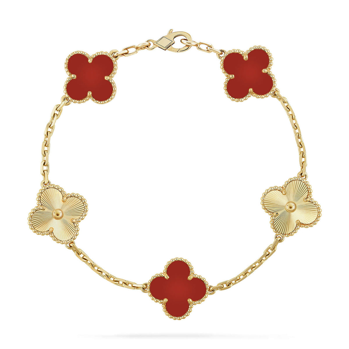 [Rosla] CLOVER 5 MOTIF RED CORNELIAN BRACELET COLLECTION