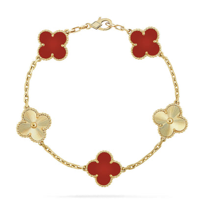 [Rosla] CLOVER 5 MOTIF RED CORNELIAN BRACELET COLLECTION