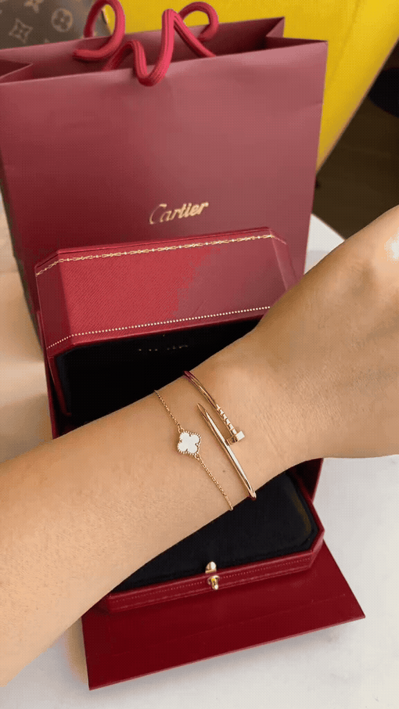 [Rosla] Clover White Mother-of-Pearl & JUSTE Bracelet Stack Set